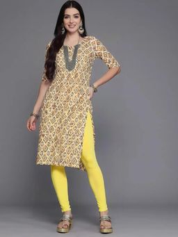 Gahan - Women Stylish Crepe Printed Straight Kurta - Yellow