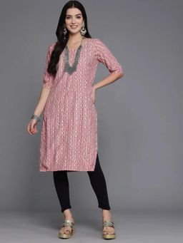 Gahan - Women Stylish Crepe Printed Straight Kurta - Pink