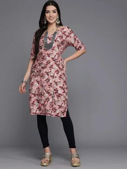 Gahan - Women Stylish Crepe Printed Straight Kurta - Maroon