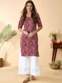Gahan - Women Stylish Crepe Printed Straight Kurta - Red