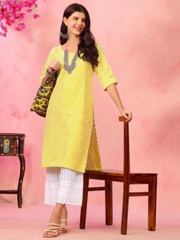 Gahan - Women Stylish Crepe Printed Straight Kurta - Yellow