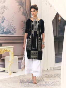 Gahan - Women Stylish Crepe Printed Straight Kurta - Black