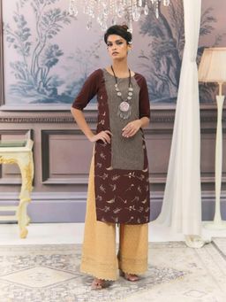 Gahan - Women Stylish Crepe Printed Straight Kurta - Brown