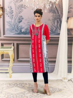 Gahan - Women Stylish Crepe Printed Straight Kurta - Red