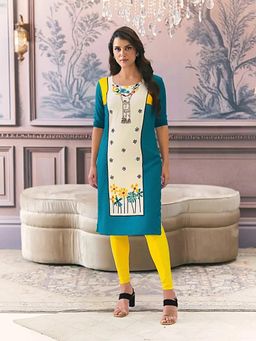 Gahan - Women Stylish Crepe Printed Straight Kurta - Blue