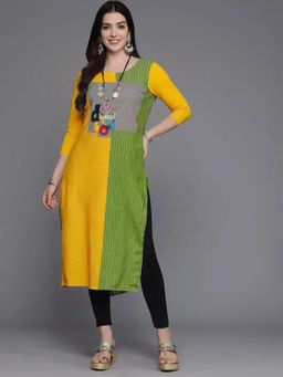 Gahan - Women Stylish Crepe Printed Straight Kurta - Yellow