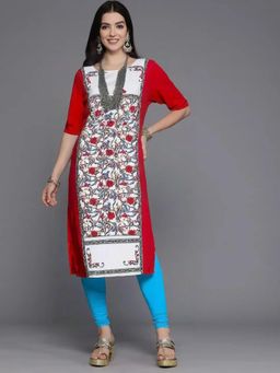 Gahan - Women Stylish Crepe Printed Straight Kurta - Red