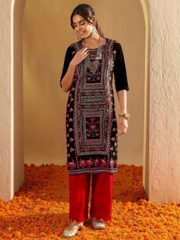 Gahan - Women Stylish Crepe Printed Straight Kurta - Black