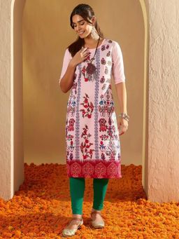Gahan - Women Stylish Crepe Printed Straight Kurta - Pink
