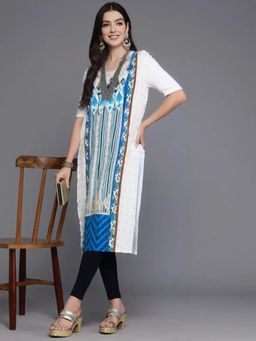 Gahan - Women Stylish Crepe Printed Straight Kurta - White