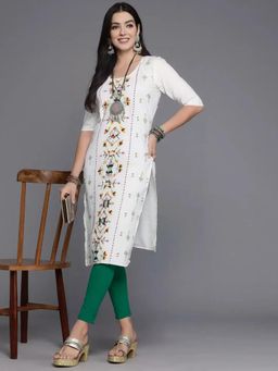 Gahan - Women Stylish Crepe Printed Straight Kurta - White