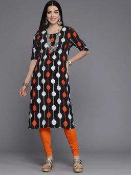 Gahan - Women Stylish Crepe Printed Straight Kurta - Black