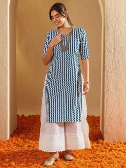 Gahan - Women Stylish Crepe Printed Straight Kurta - Blue