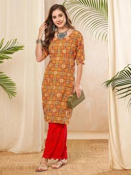 Gahan - Women Stylish Crepe Printed Straight Kurta - Multi-Color