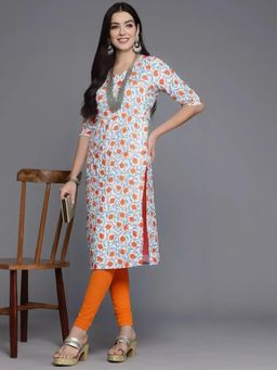 Gahan - Women Stylish Crepe Printed Straight Kurta - White