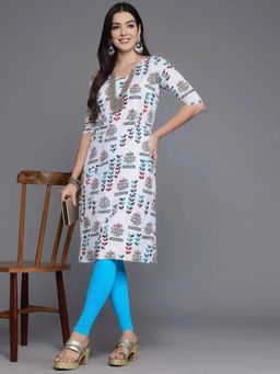 Gahan - Women Stylish Crepe Printed Straight Kurta - White
