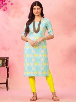 Gahan - Women Stylish Crepe Printed Straight Kurta - Blue