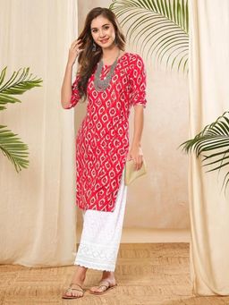 Gahan - Women Stylish Crepe Printed Straight Kurta - Red