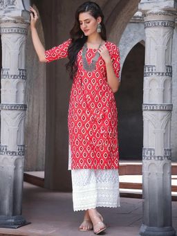 Gahan - Women Stylish Crepe Printed Straight Kurta - Red