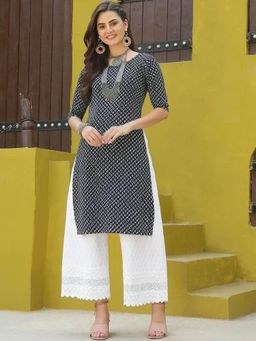 Gahan - Women Stylish Crepe Printed Straight Kurta - Black