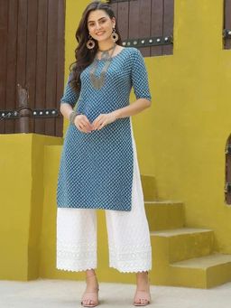 Gahan - Women Stylish Crepe Printed Straight Kurta - Teal