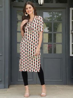 Gahan - Women Stylish Crepe Printed Straight Kurta - White