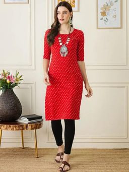 Gahan - Women Stylish Crepe Printed Straight Kurta - Red