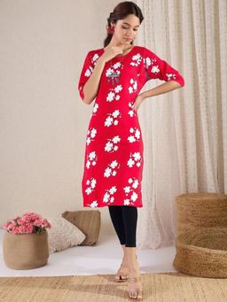 Gahan - Women Stylish Crepe Printed Straight Kurta - Red