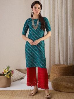 Gahan - Women Stylish Crepe Printed Straight Kurta - Teal