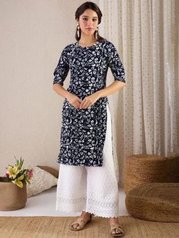 Gahan - Women Stylish Crepe Printed Straight Kurta - Black