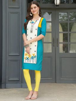 Gahan - Women Stylish Crepe Printed Straight Kurta - Blue