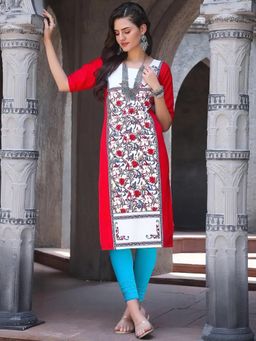 Gahan - Women Stylish Crepe Printed Straight Kurta - Red