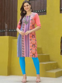 Gahan - Women Stylish Crepe Printed Straight Kurta - Pink
