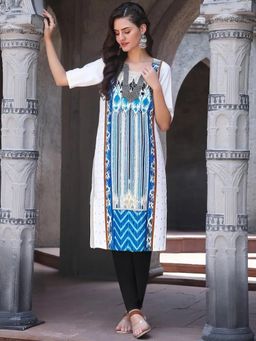 Gahan - Women Stylish Crepe Printed Straight Kurta - White