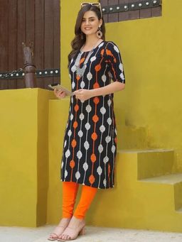 Gahan - Women Stylish Crepe Printed Straight Kurta - Black