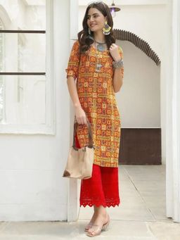 Gahan - Women Stylish Crepe Printed Straight Kurta - Multi-Color