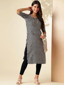 Gahan - Women Stylish Crepe Printed Straight Kurta - Black