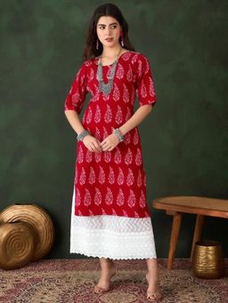Gahan - Women Stylish Crepe Printed Straight Kurta - Red