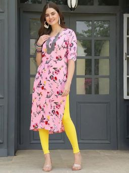 Gahan - Women Stylish Crepe Printed Straight Kurta - Pink