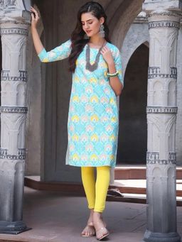 Gahan - Women Stylish Crepe Printed Straight Kurta - Blue