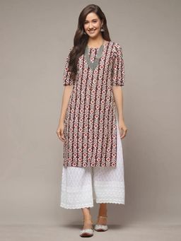 Gahan - Women Stylish Crepe Printed Straight Kurta - Brown