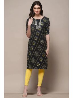 Gahan - Women Stylish Crepe Printed Straight Kurta - Black