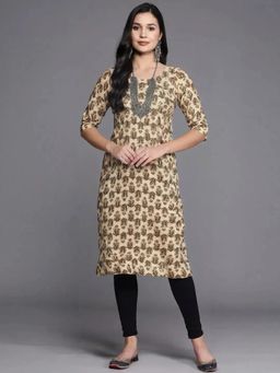 Gahan - Women Stylish Crepe Printed Straight Kurta - Beige