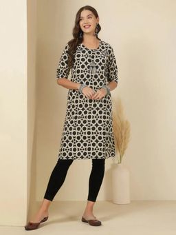 Gahan - Women Stylish Crepe Printed Straight Kurta - Black