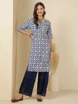 Gahan - Women Stylish Crepe Printed Straight Kurta - Blue