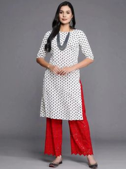 Gahan - Women Stylish Crepe Printed Straight Kurta - White