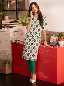 Gahan - Women Stylish Crepe Printed Straight Kurta - White
