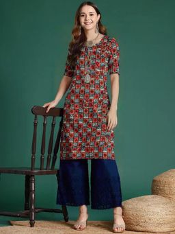 Gahan - Women Stylish Crepe Printed Straight Kurta - Red