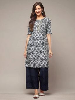 Gahan - Women Stylish Crepe Printed Straight Kurta - Black