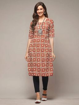 Gahan - Women Stylish Crepe Printed Straight Kurta - Orange